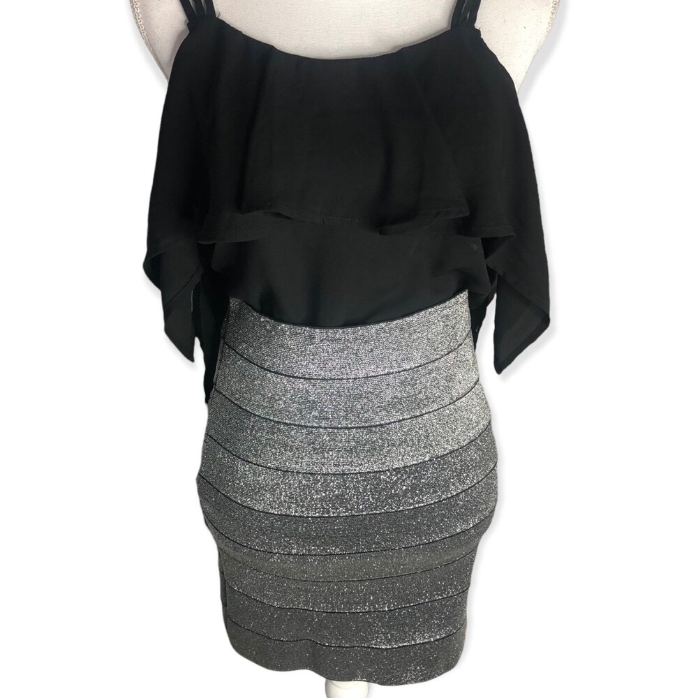 Boutique Metallic High Rise Body Contouring Latex Mini Skirt
